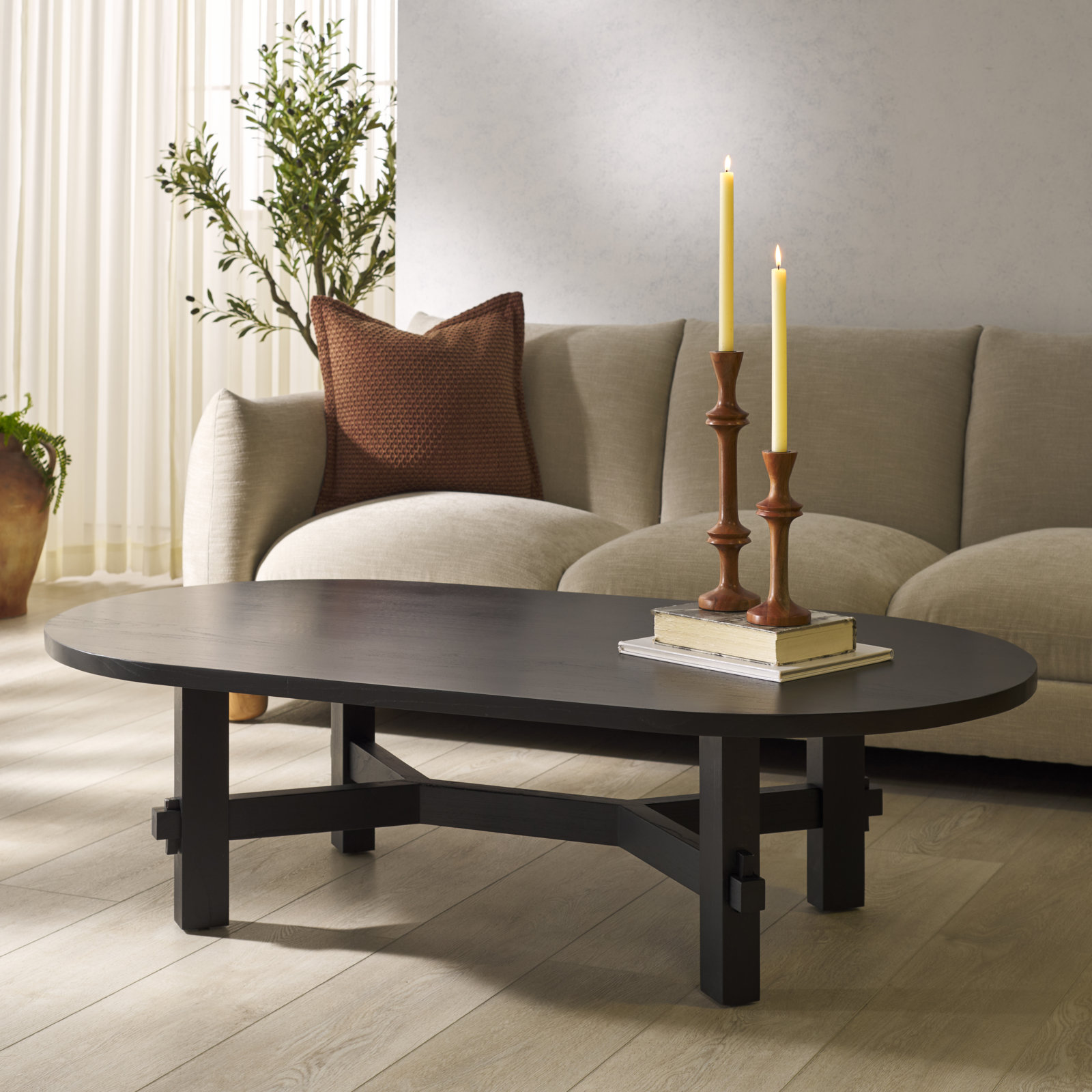 Tabytha Solid Wood Coffee Table, Black