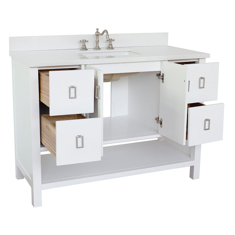 Wilhoit 49'' Single Bathroom Vanity with Top, White/White Quartz