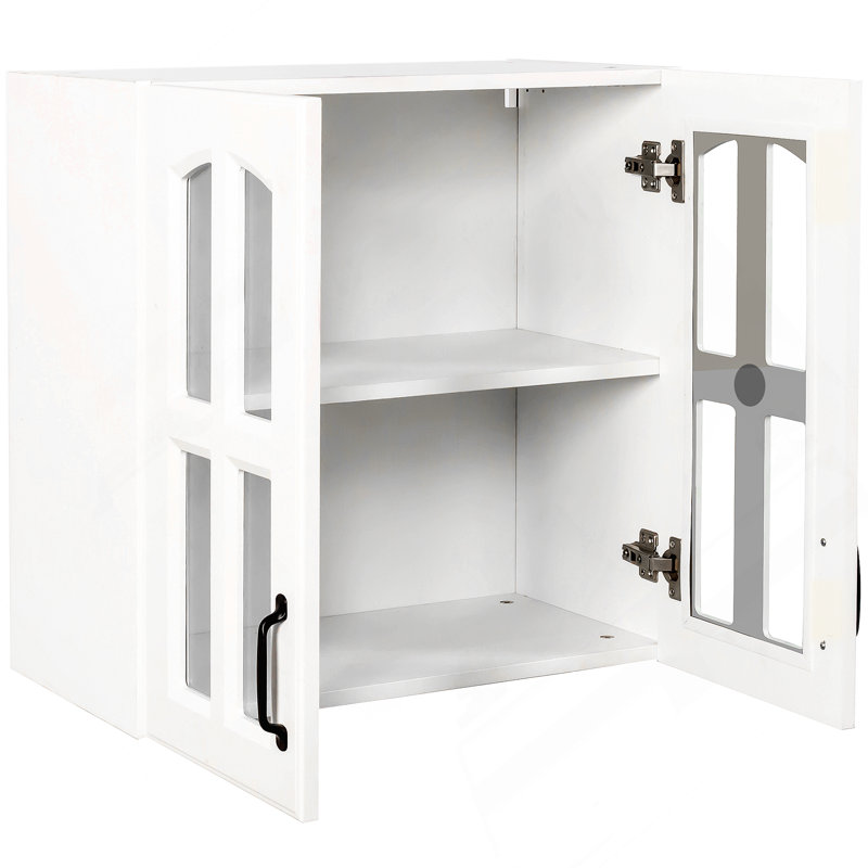 Armoire murale, armoire murale avec porte vitrée, armoire flottante avec tablettes réglables pour la cuisine, la salle de bain et le salon