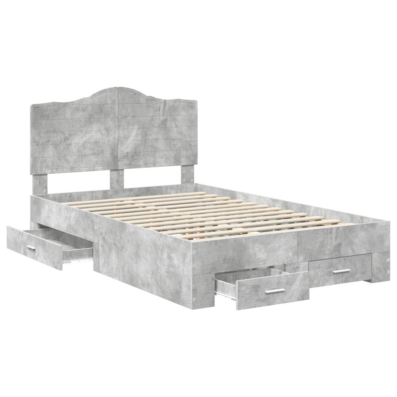 Bed, Concrete Grey, Small Double (120 x 190 cm)