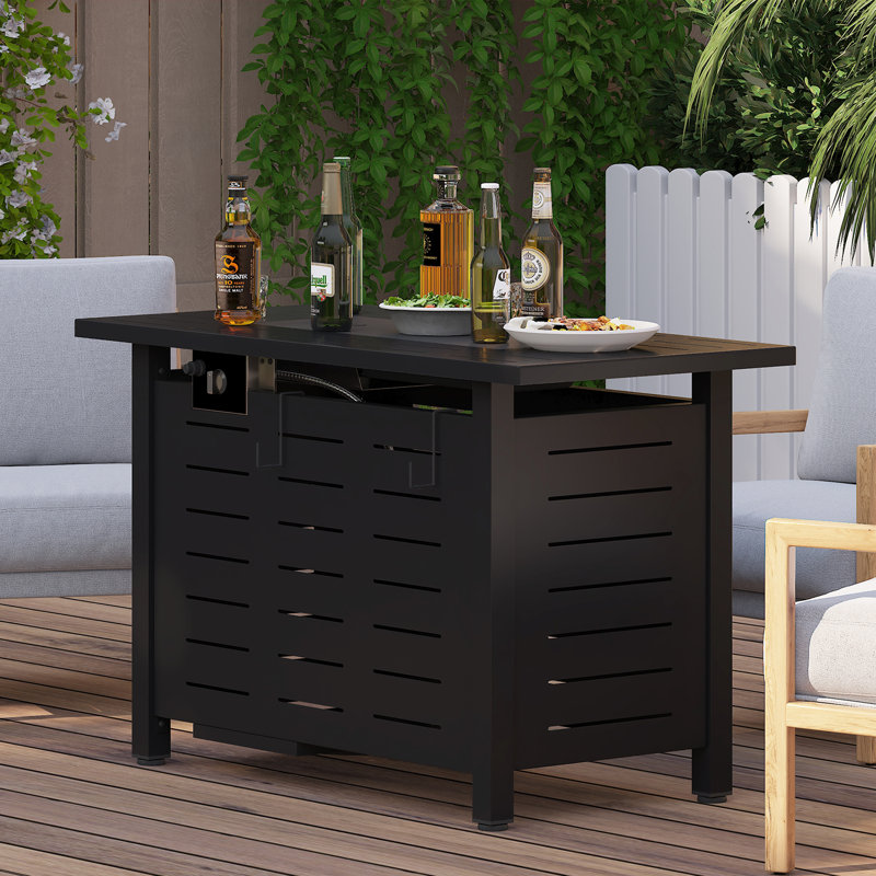 25" H x 40" W Dorace Rectangle Steel Propane Fire Pit Table, Black, 40inch