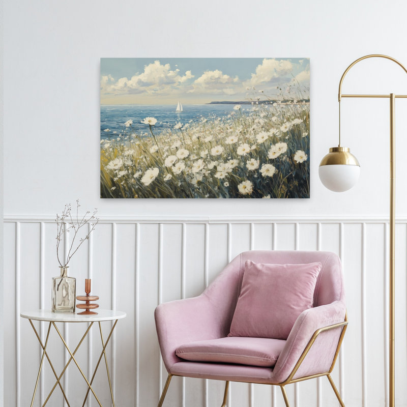 Art contemporain, impression de marguerite, H 24 po x l 36 po