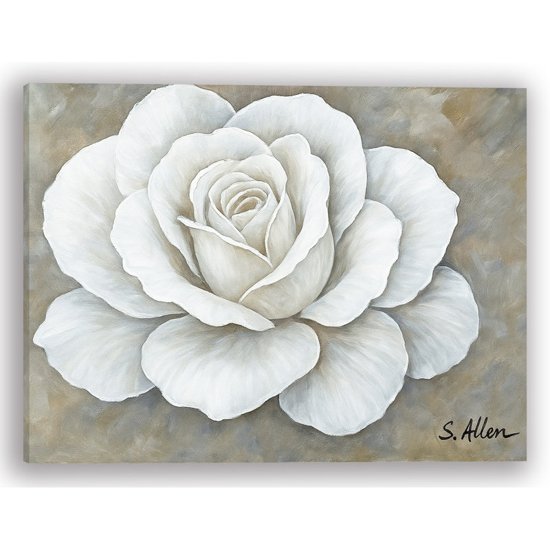 «Elegant White Rose II», art mural sur toile tendue