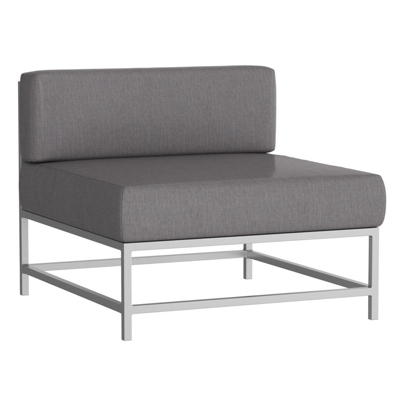 Chaise de patio Delano avec coussins Sunbrella, Toile granit, Noir Tex