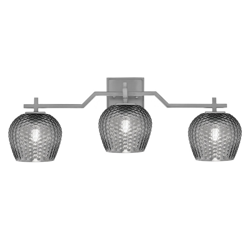 Bar pour salle de bain Headland illustré avec verre texturé fumée de 6 po, H 10 po x l 15,75 po x P 6,25 po, Deux lumières
