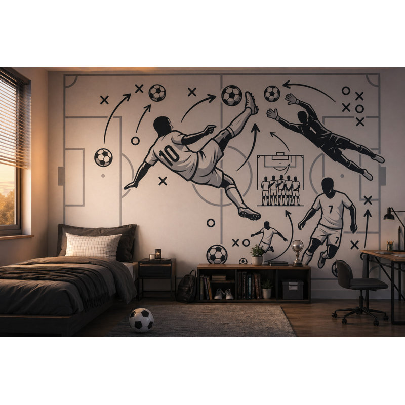 Décoration murale amovible Football Football, 140"x108", Textured Non-Pasted