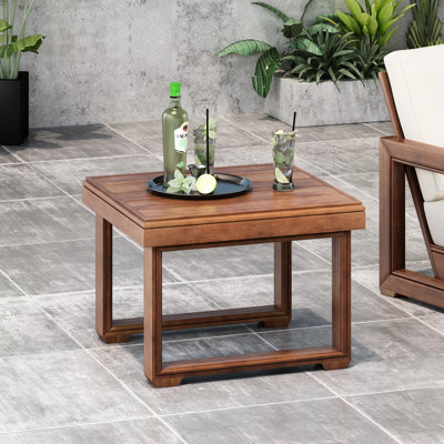 Table d'appoint rustique en bois pour patio, 51 x 51 x 39 cm, 6,2 kg, élégante, à monter soi-même. Dimensions : 51 cm de large, 51 cm de profondeur, 39 cm de haut. Parfait pour agrémenter votre jardin.