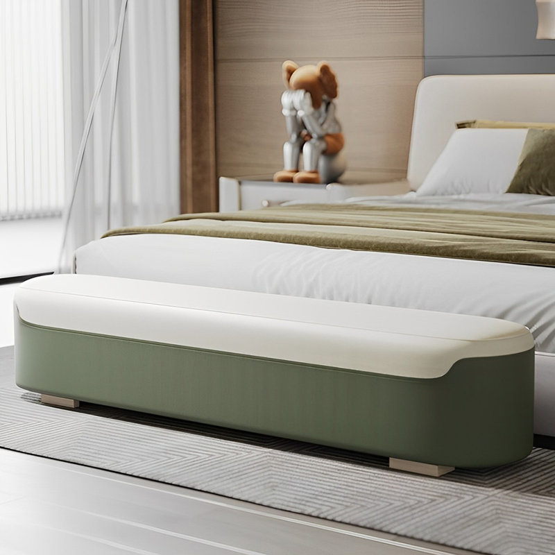 Banc rembourré en cuir Narah, H 16,92 po x l 70,86 po x P 19,68 po