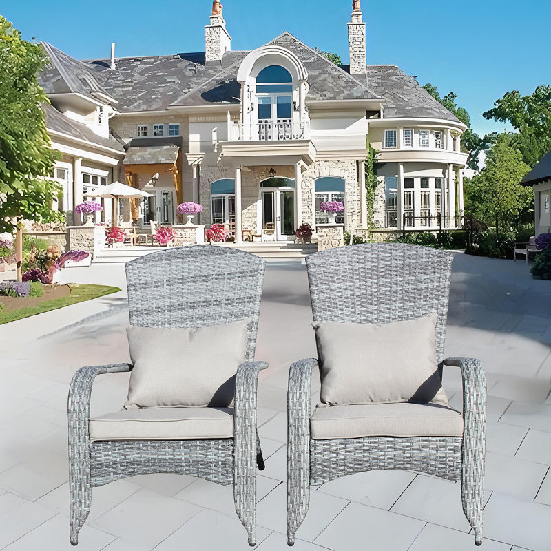 Chaise de patio avec coussins (coussin gris), Gris