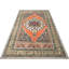 Tapis unique en laine noué à la main de style années 1960 de 5 pi 9 po x 9 pi 4 po orange / bleu