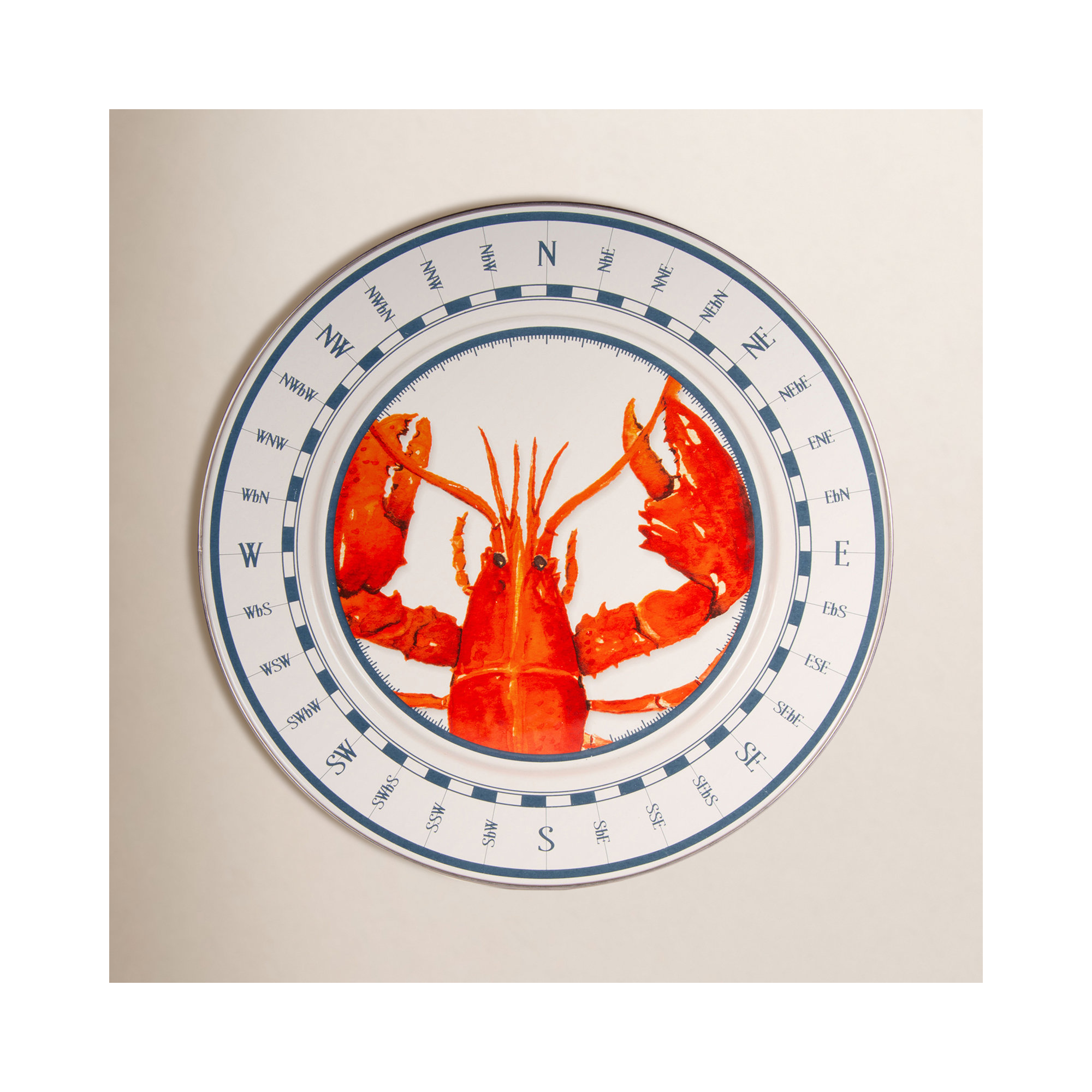 Golden Rabbit Enamelware Lobster 12.5" Chargers, Set of 2