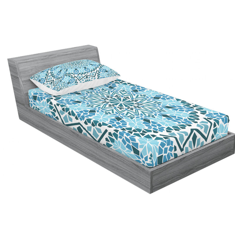 Microfiber Geometric Sheet Set, Twin XL Sheet Set with Fitted Sheet