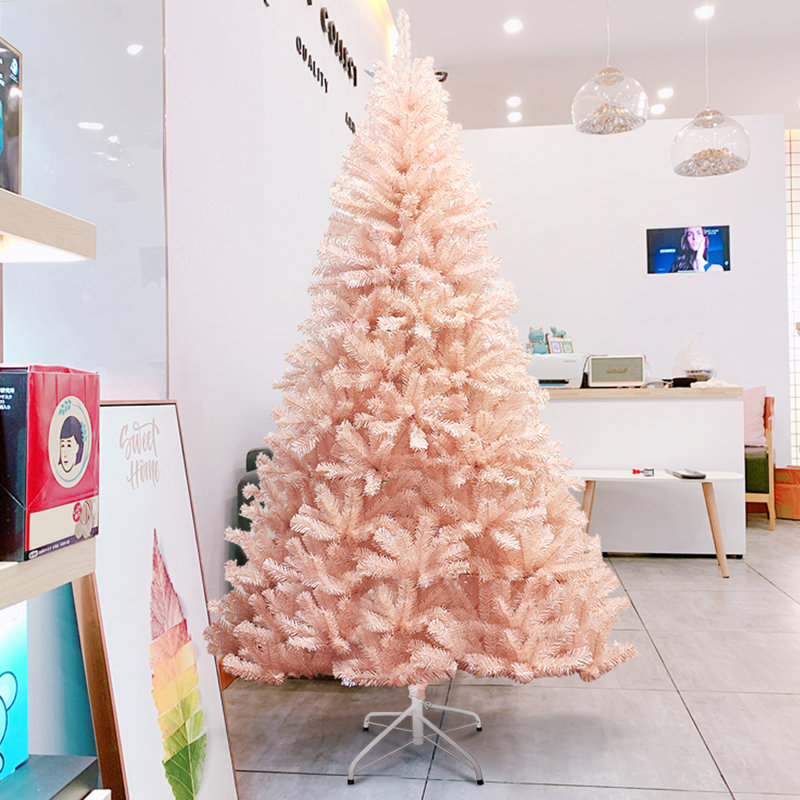 Pink Realistic Artificial Christmas Tree, 6.89ft H x 4.1ft W x 4.1ft D
