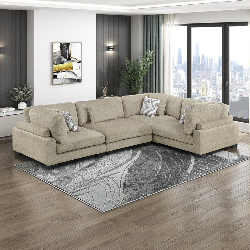 Subair Modern Microfiber Modular Sectional Sofa