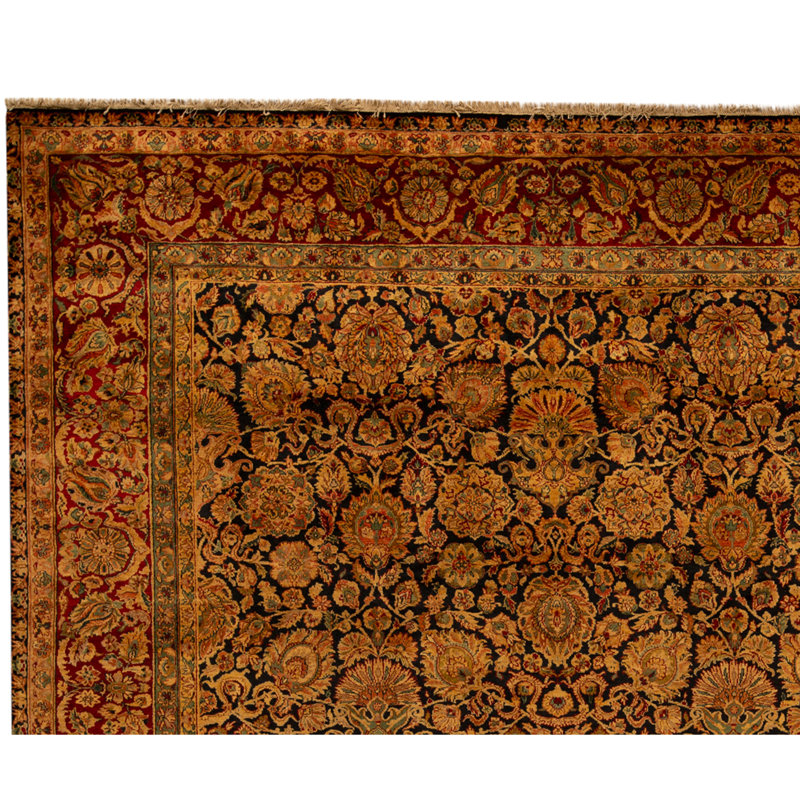 High-Quality Hand-Knotted Navy And Red Area Rug