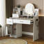 Meuble-lavabo transitionnel blanc avec miroir rond Wilce