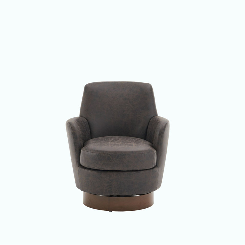 Swivel Barrel Chair, Brown Polyester