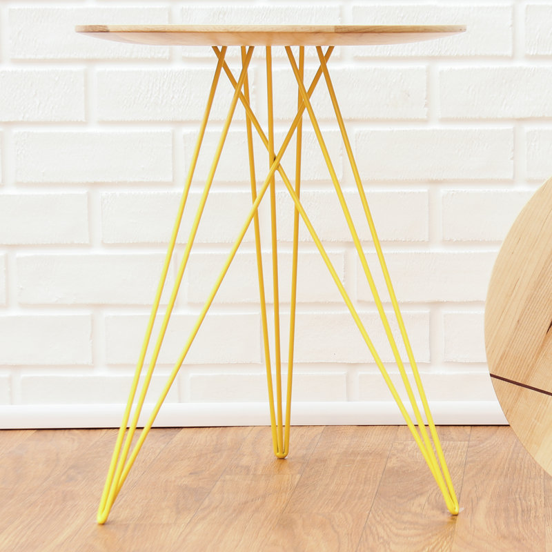 Hudson Solid Wood Top End Table, Maple, Yellow