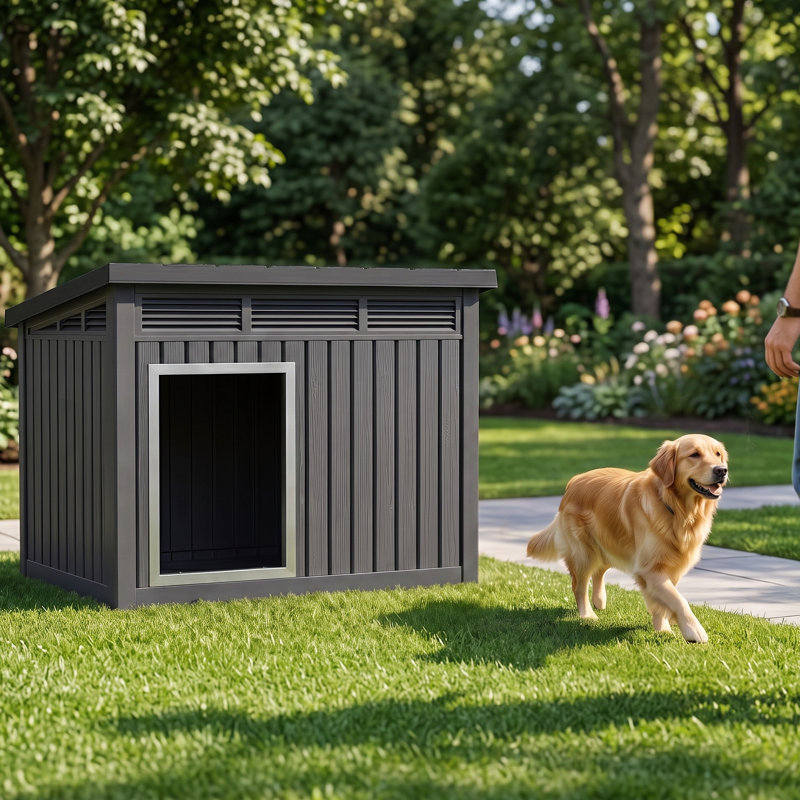 Niche pour chien avec toit imperméable et amovible toutes saisons de 42,89 po (noir), Noir