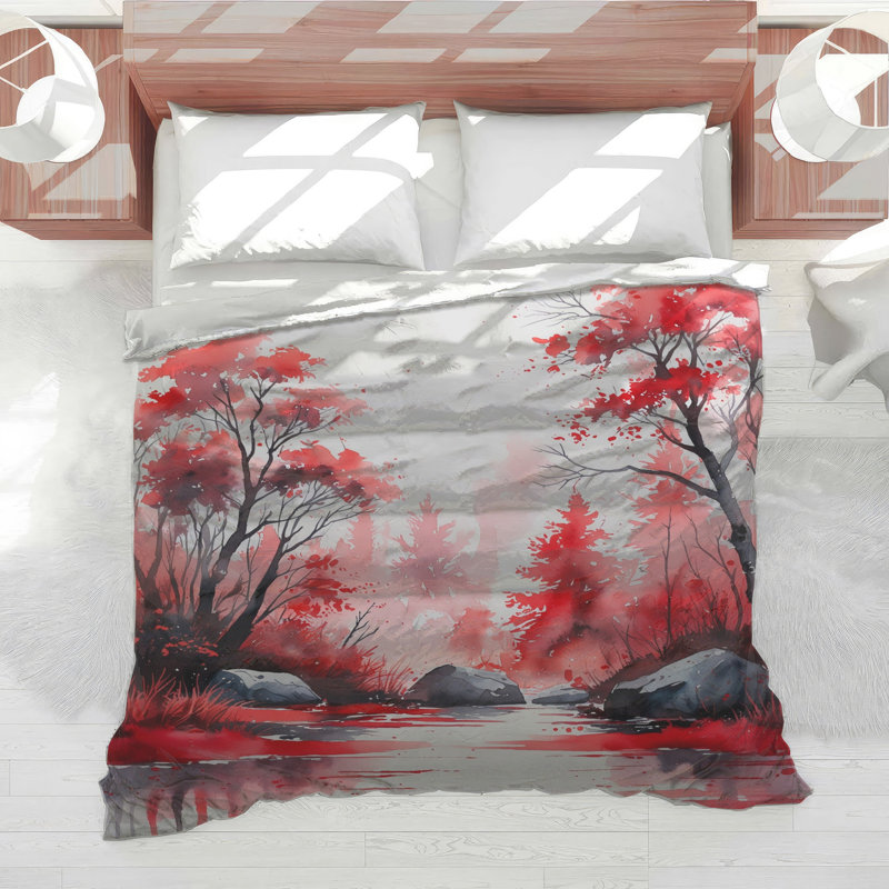 Red Autumn Forest Comforter, Twin Extra Long