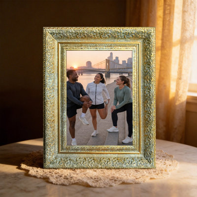Cadre photo poli antique 3 pièces 8 "x 10" avec support de table et crochets muraux