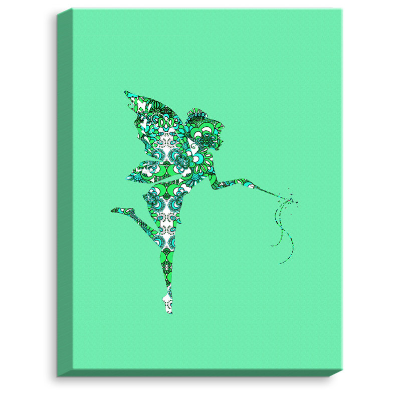 « fée fleurs », impression sur toile, H 20 po x l 16 po x P 1,5 po, Toile tendue sur cadre