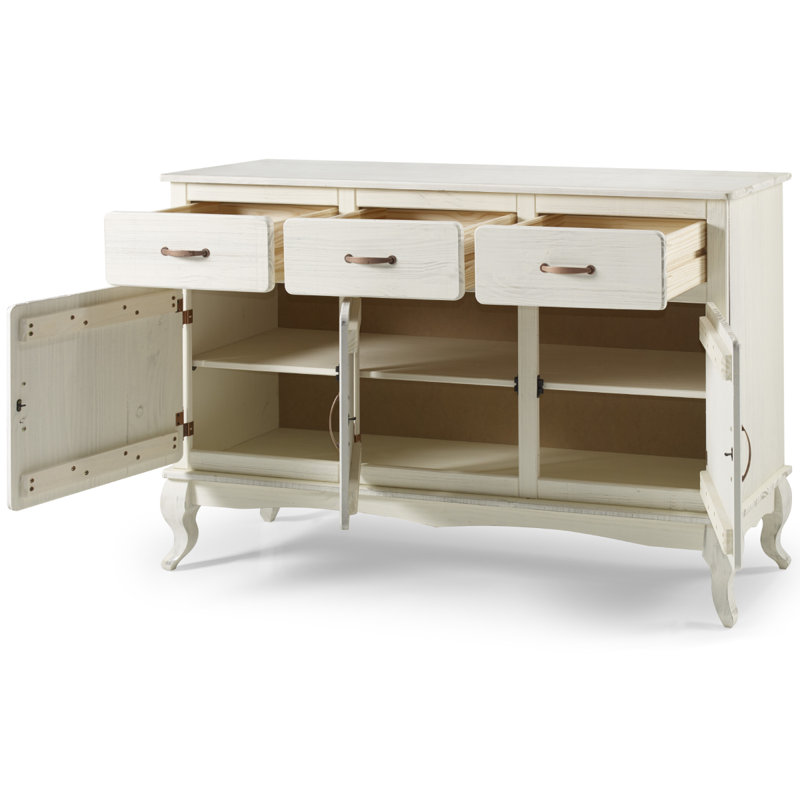 Wednesbury 57.28'' Solid Wood Sideboard, White Distressed