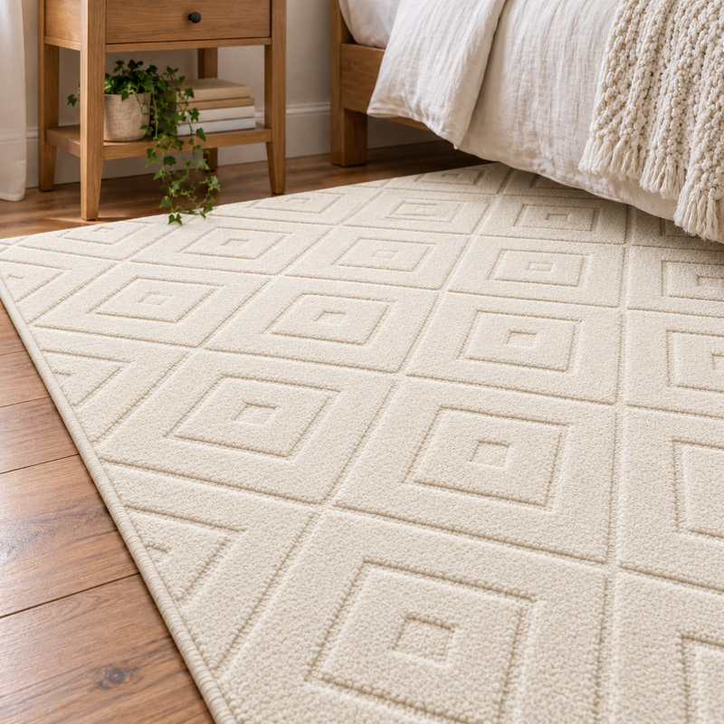 Aspire Homeware Cream Geometric Area Rug, Cream, 80x150cm