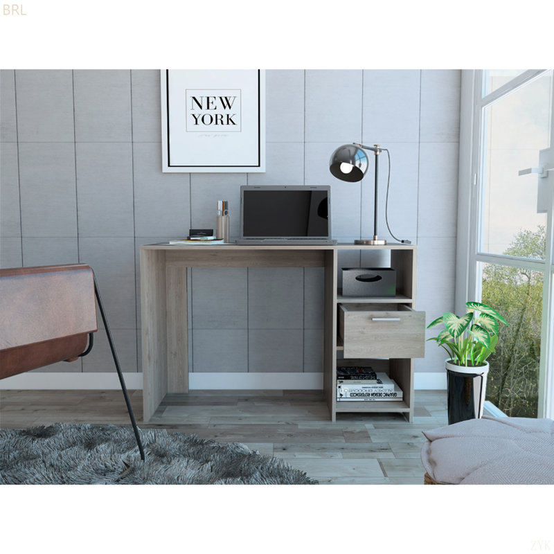 2-Shelf 1-Drawer Writing Desk, Gray
