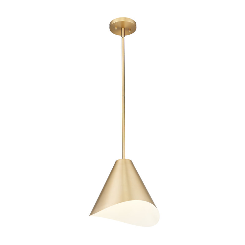 Luminaire suspendu 1 lumière Barrera, Doré, Or / blanc