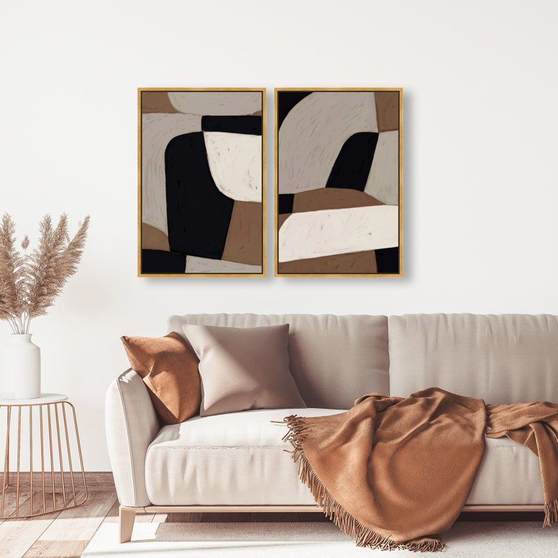 All The Way Set Abstract Canvas Print by Oliver Gal, Black Frame, 10 x 15, 21"H x 31"W, Gold Floater Frame