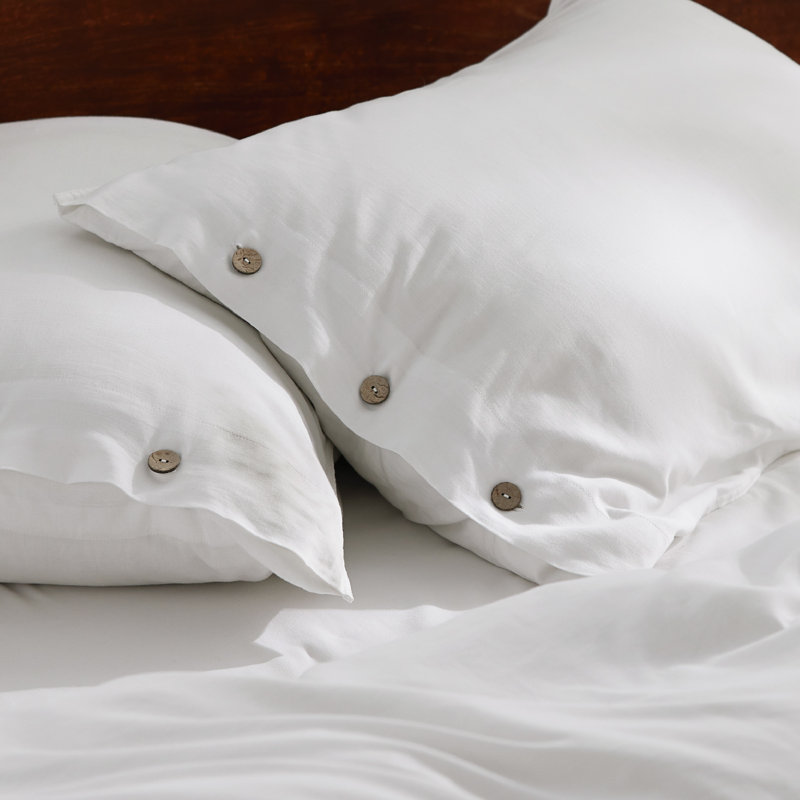 Bedsure Linen Cotton Blend Duvet Cover, PureWoven Cooling & Breathable Bedding Set for Hot Sleepers (Set of 3), White