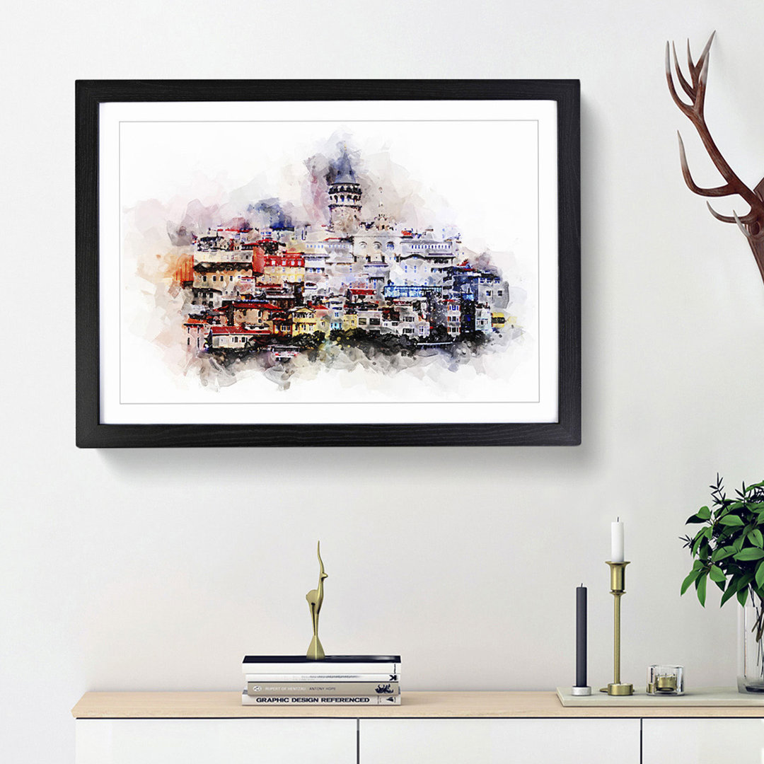 Galata Tower in Istanbul Turkey in Abstract - Framed Print