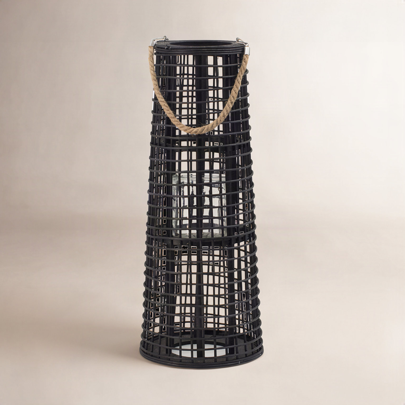 Tracy Bamboo Lantern Candle Holder, 24.8" H x 10.2" W x 10.2" D