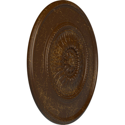 Médaillon de plafond Endurathane Wigan, Diamètre extérieur de 29 3/4 po x P 1 1/2 po, fini racinette de bière peinte à la main