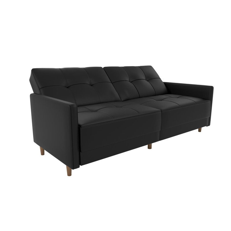 Everman 3 Seater Faux Leather Sleeper, Black
