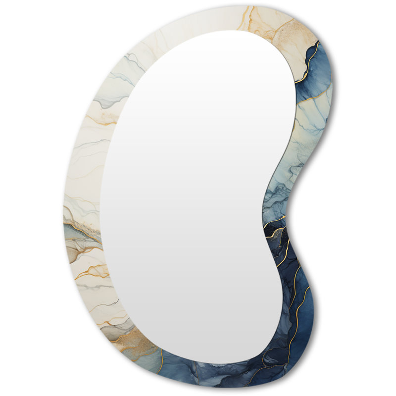 Miroir mural beige asymétrique minimaliste Calm River Forest II - Forest River, 31 po x 22 po