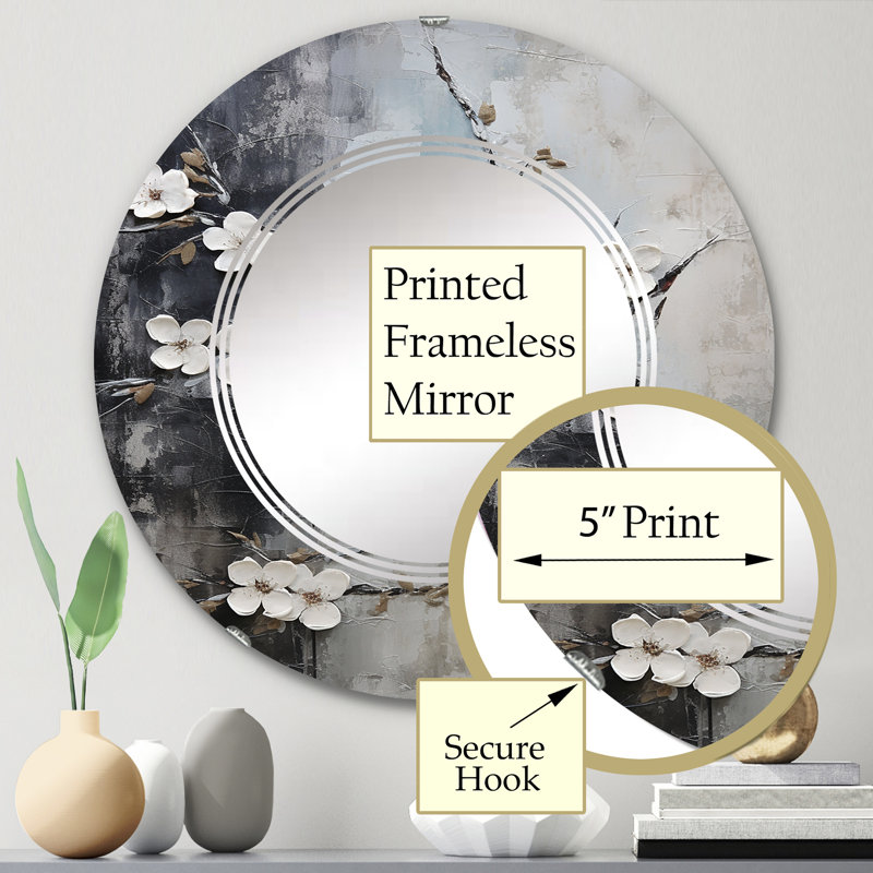 Nameth - Miroir mural floral rond, 24 po x 24 po