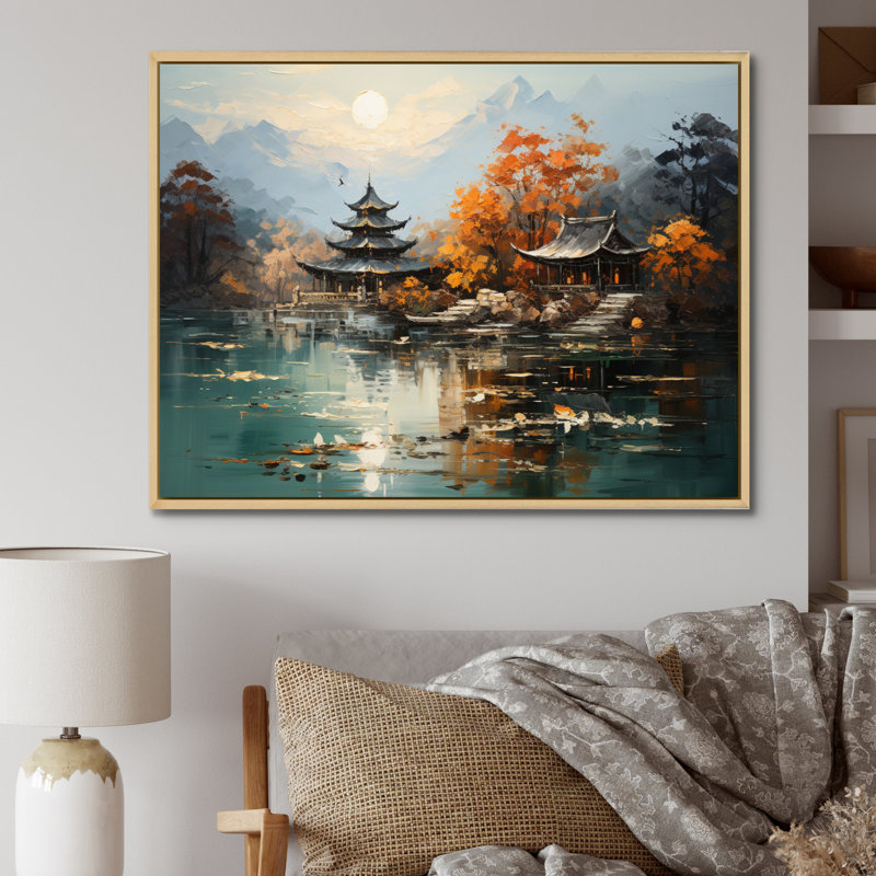 Art asiatique, paysage impérial III - impression, H 24 po x l 32 po x P 1 po, Cadre naturel flottant