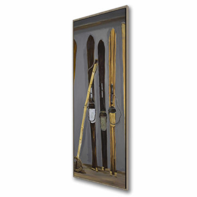 Rustic Ski Poles and Vintage Skis Canvas | Home Decor Art