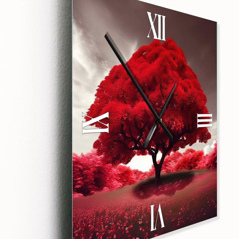 Most Beautiful Yellow Tree In The Countryside I - Landscape Trees Modern Wall Clock, Medium
