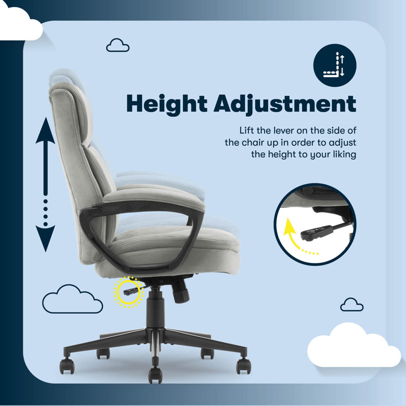 Comfort Ergo Swivel Office Chair, Gray, Velvet