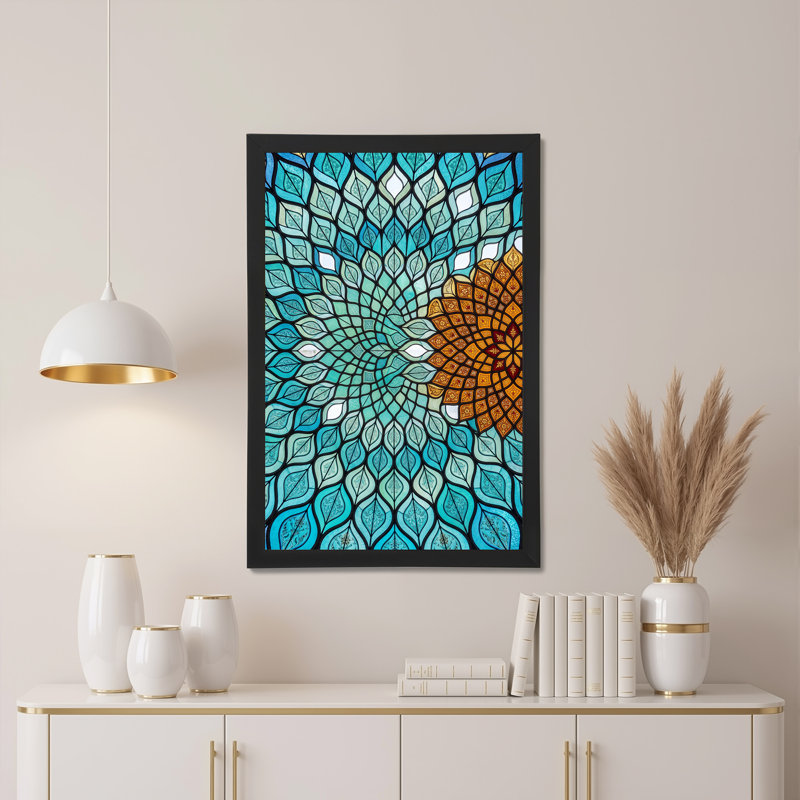 Art mural sur toile bleu sarcelle et or, H 24 po x l 16 po