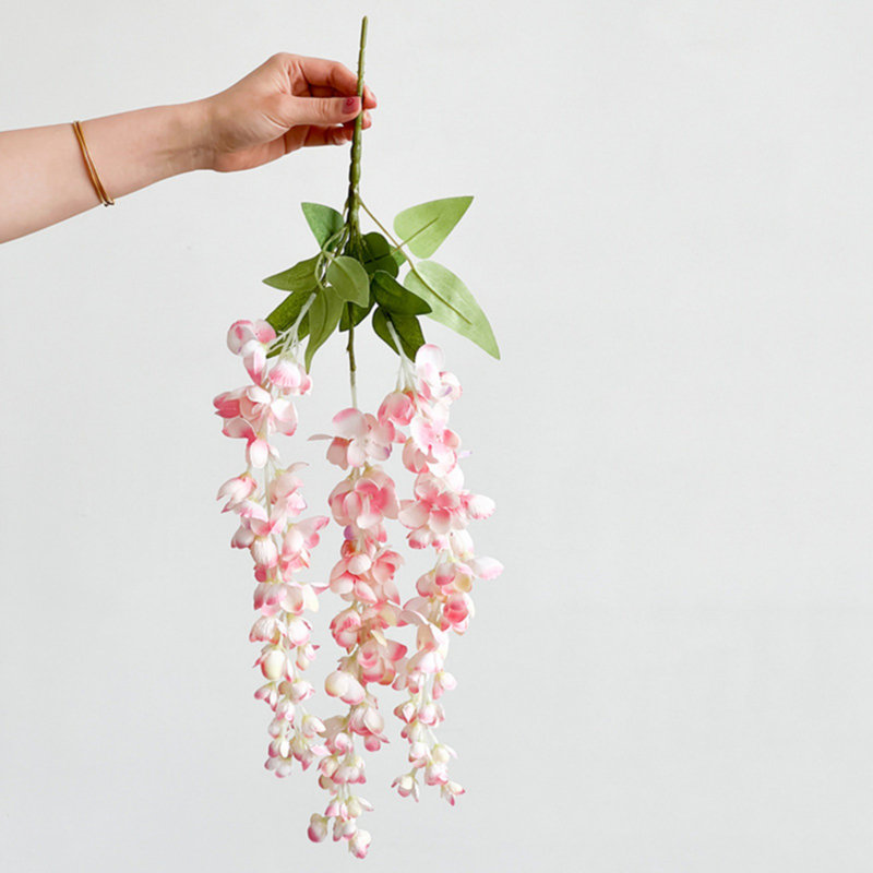 Faux fleurs de glycine artificielles suspendues, Rose