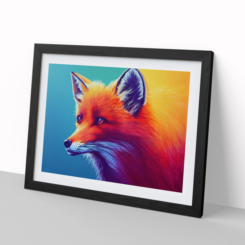 Fox Vol.3 - Single Picture Frame Painting, Black, 46cm H x 64cm W x 2cm D