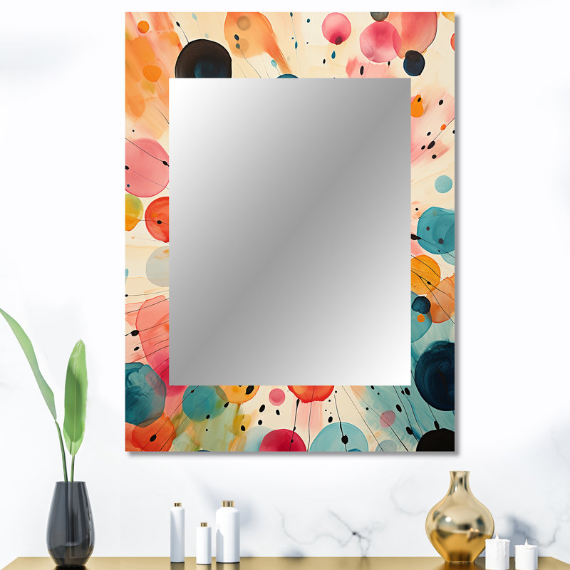 Colorful Mid Century Colorful Contrasts II - Midcentury Modern Large Wall Mirror, Mid-Century Modern Unique Mirror, Printed Metal Art