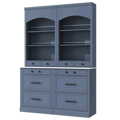 83.7Inch High Kitchen Pantry, Freestanding Tall Kitchen Hutch With Faux Marble Top, Cupboard Cabinet With 5 Storage Drawers And Adjustable Shelf, Set Of 2