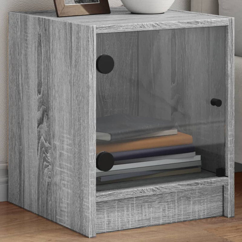 Massiyah 35cm W Manufactured Wood Bedside Table, Grey Sonoma, Set of 2