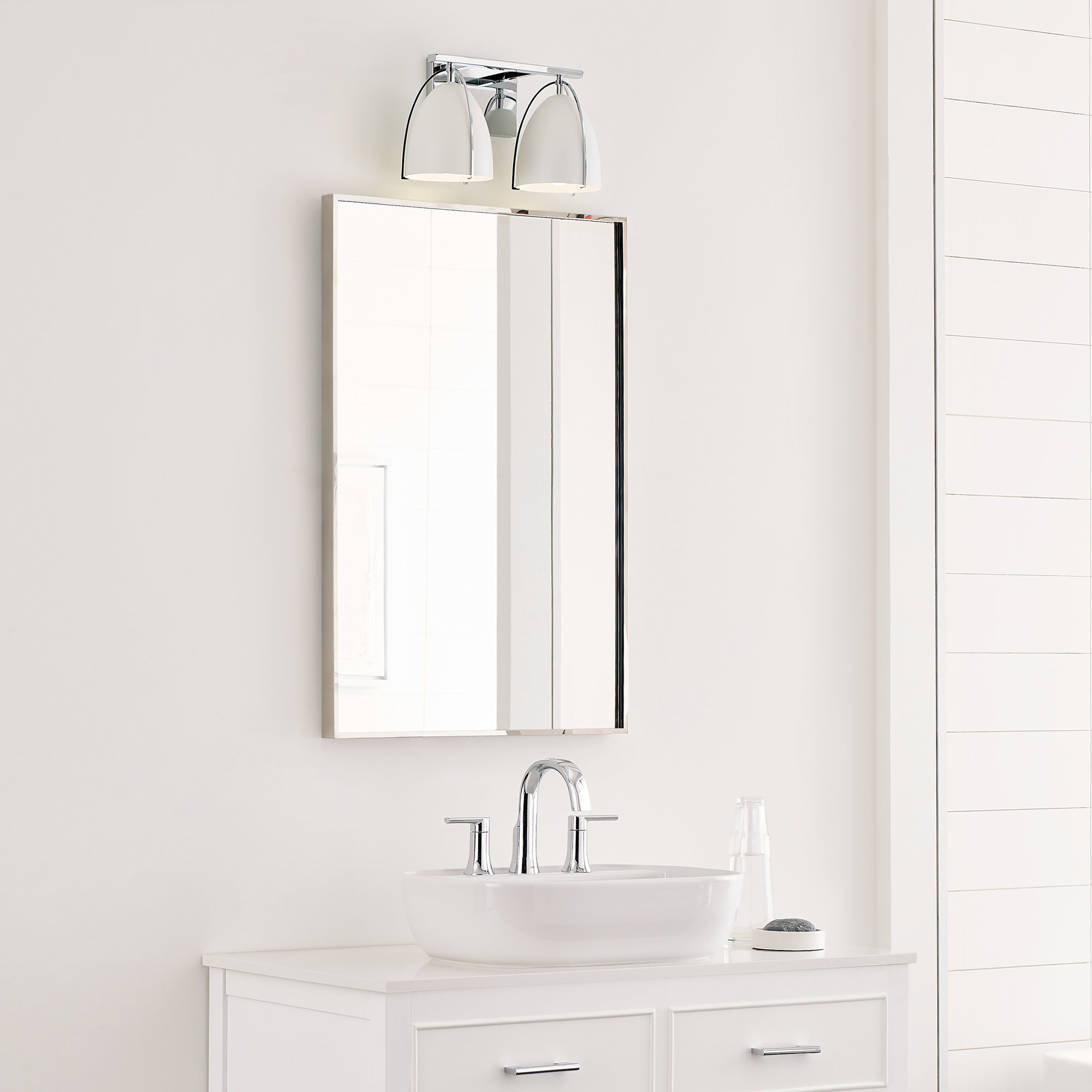 Nikki 2 Light Dimmable Vanity Light, White, Chrome, No