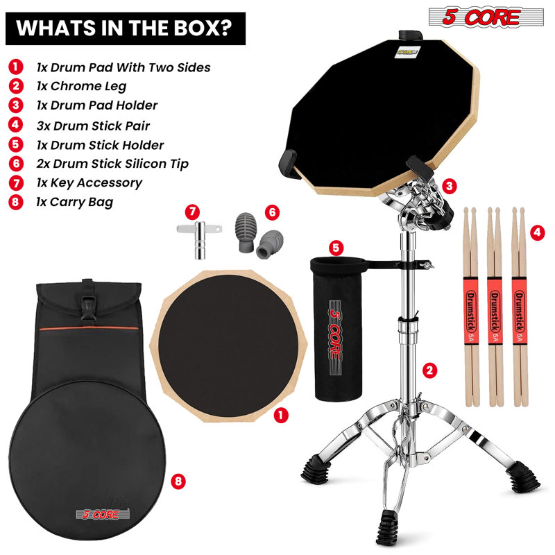 Ensemble de 5 coussins de batterie 5 Core, Noir